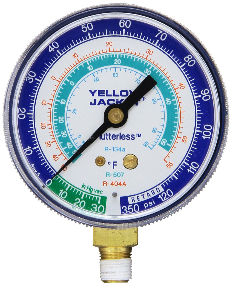 Yellow Jacket 49052 2-1/2" Gauge (Degrees F), Blue Compound, 30", 0-120 psi, R-134A/404A/507