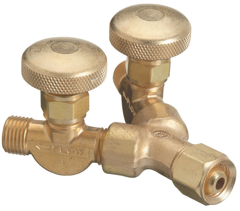 Western Enterprises 111 Valved "Y" Connections, 200 PSIG, Brass, RH, 9/16" - 18, Female/Male Connection, 0.5 Length, B-Size