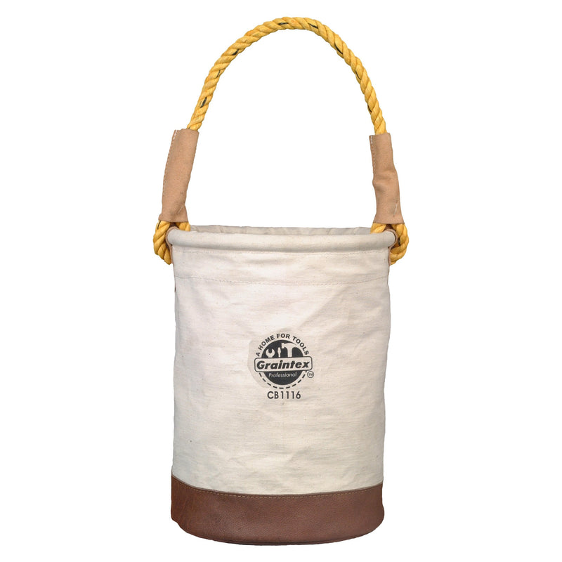 Graintex CB1116 Canvas Bucket Leather Bottom 18" x 12" 18-Inch deep and 12-Inch diameter