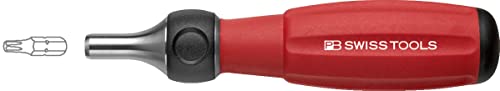 PB Swiss Tools Ratchet Screwdriver PB 8510.R-30 | 100% Swiss Made | Screwdriver Bit Holder Magnetic for C6 1/4" Bits, Blade Length 30 mm
