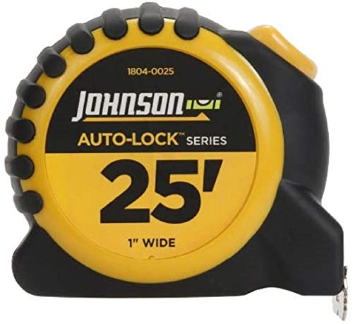 Johnson Level & Tool 1804-0025 Auto-Lock Power Tape, 25', Black/Yellow, 1 Tape 7.6 m