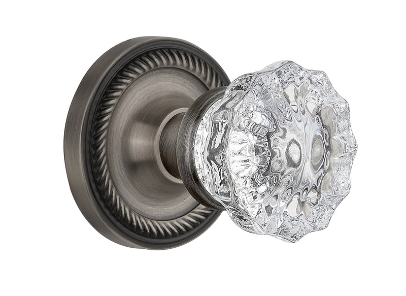 Nostalgic Warehouse Rope Rosette with Crystal Door Knob Antique Pewter SINGLE DUMMY