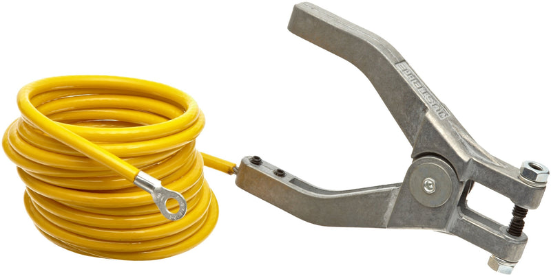 Justrite 08497 10' Long Insulated Grounding Wire with Hand Clamp and 1-4'' Terminal