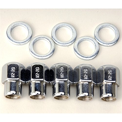 Weld Racing Lug Nut, 7/16-20 in Right Hand Thread, 13/16 in Hex Head, Shank Seat, Closed End, Washers Included, Steel, Chrome, Set of 5