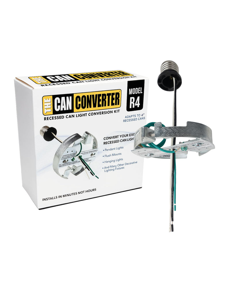 The Can Converter R4 Recessed Can Light Conversion Kit - Home Improvement for 4" Cans, Hardware Converter for Flush Mount Light, Hanging Pendant, & Light Fixture, up to 50 lb Capacity, UL Certified