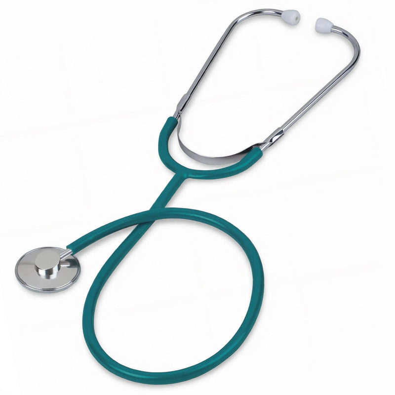 Veridian Healthcare Prism Series Single Head Nurse Stethoscope | Teal | Lightweight Anodized Chestpiece | Soft & Mushroom Eartips Included | 30" Total Length | Boxed