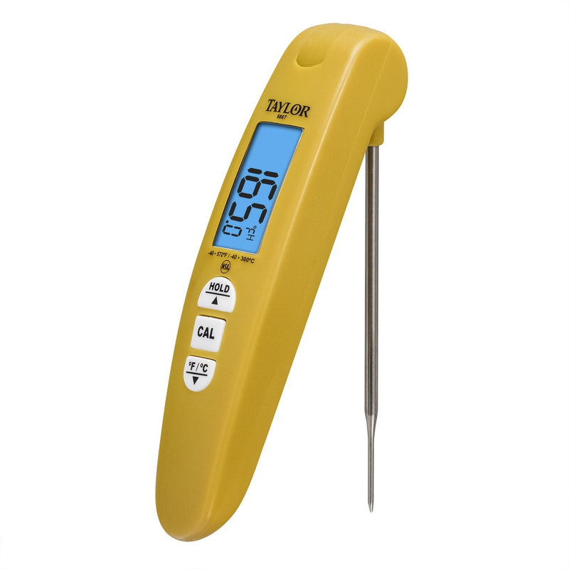 Taylor Digital Turbo Read Thermocouple Thermometer with Folding Probe, Yellow 1 EA