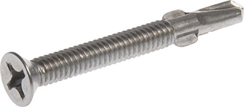 The Hillman Group 822652 12-24-Inch x 2-Inch Flat Head Phillips Self Drilling Sheet Metal Screw, Stainless Steel, 50-Pack