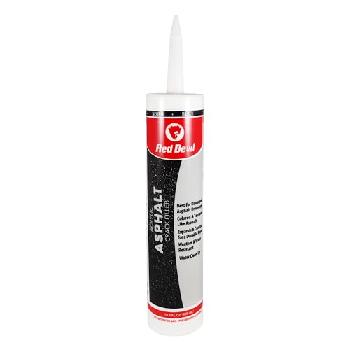 Red Devil 0637 Asphalt Crack Filler Sealant – Black Acrylic Driveway Sealer for Cracks & Joints, Forms a Water-Resistant Seal, 10.1 fl oz, Made in USA 1 Pack
