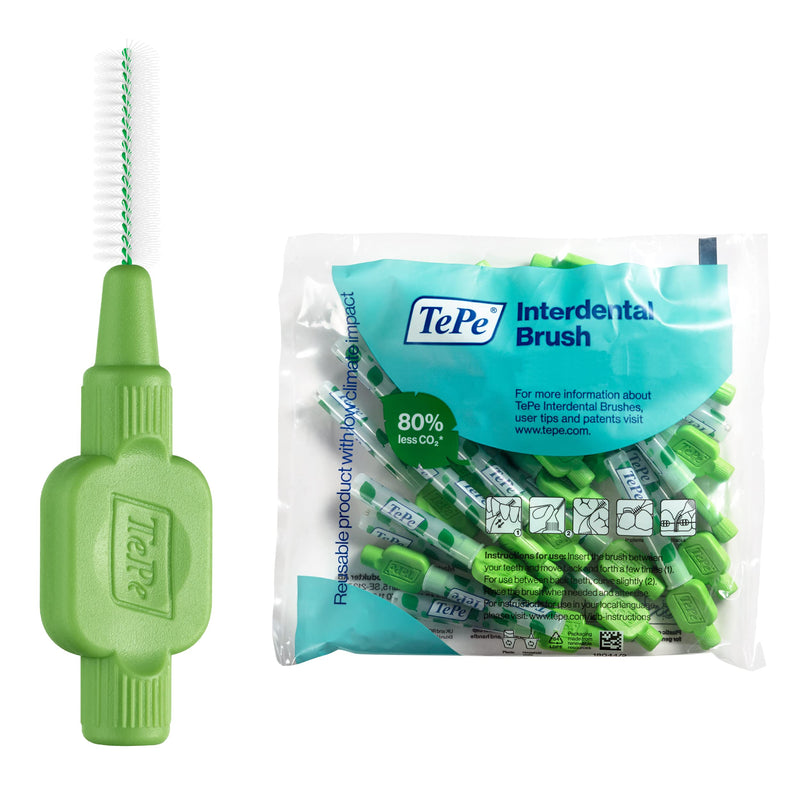TePe Pack of 25 Interdental Brush Original, Soft Dental Brush for Teeth Cleaning, 5, Green 0.8 mm