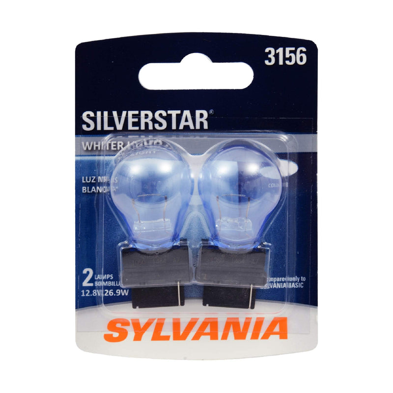 SYLVANIA - 3156 SilverStar Mini Bulb - Brighter and Whiter Light, Ideal for Daytime Running Lights (DRL) and Back-Up/Reverse Lights (Contains 2 Bulbs)