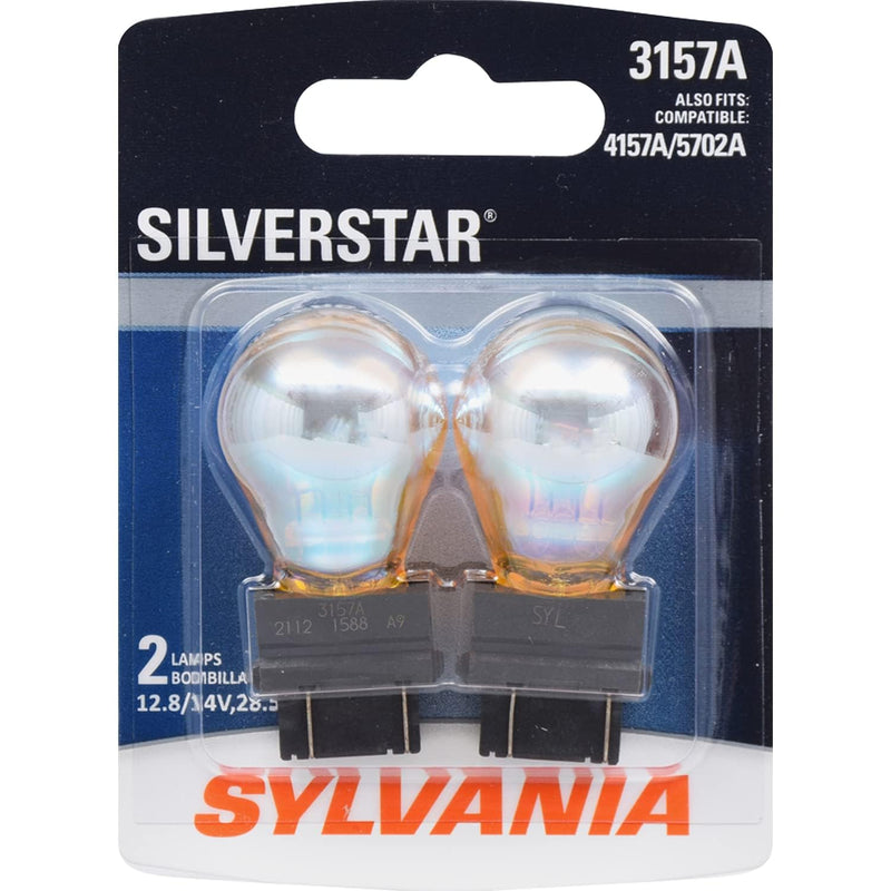 SYLVANIA - 3157 SilverStar Mini Bulb - Brighter and Whiter Light, Ideal for Daytime Running Lights (DRL) and Back-Up/Reverse Lights (Contains 2 Bulbs)