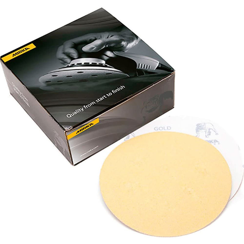 Mirka 23-332-080 5" Bulldog Gold (No-Hole) 80 Grit PSA Sanding Discs - 100 Discs per Box
