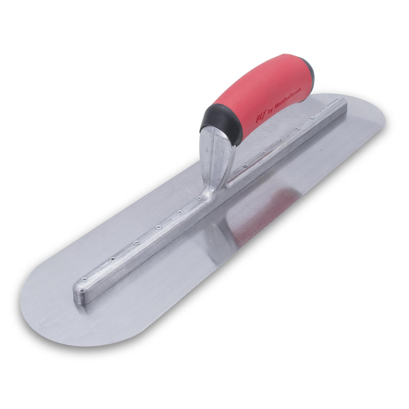 Marshalltown QLT Fully Rounded Concrete Finishing Trowel, 18 x 4 Inch, Soft Grip Handle, Assembled in USA, FTFR375R