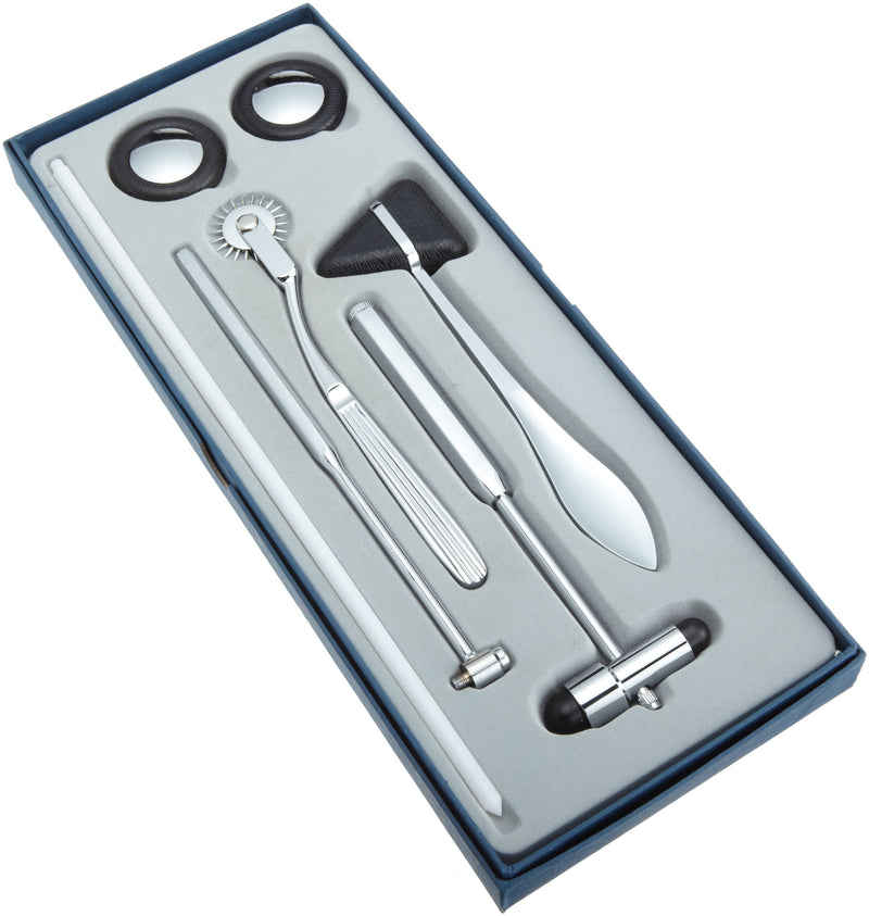 ADC 3600BK Adult Neurological Hammer Medical Instrument Set, Includes Wartenburg Pinwheel, Babinski Hammer, Taylor Hammer, Buck Hammer, Queen's Square Hammer, Black