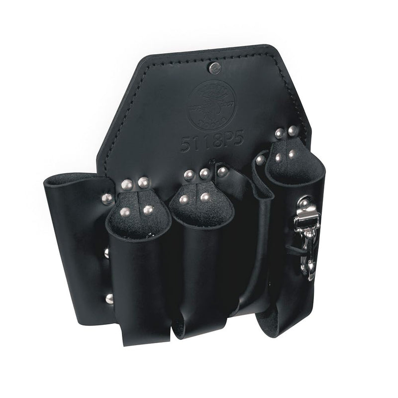 Klein Tools 5118P5 Lineman Tool Pouch, 5-Pocket and Knife Snap, Durable Leather, 10-Inch x 11-Inch