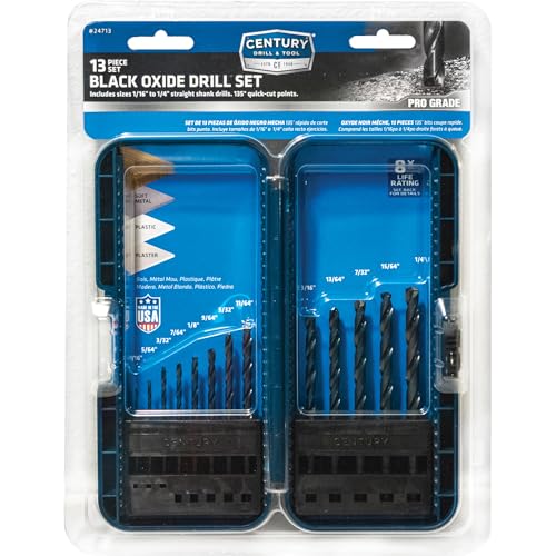 Century Drill & Tool 24713 13 Piece Pro Grade Black Oxide Drill Bit Sets 13-Piece