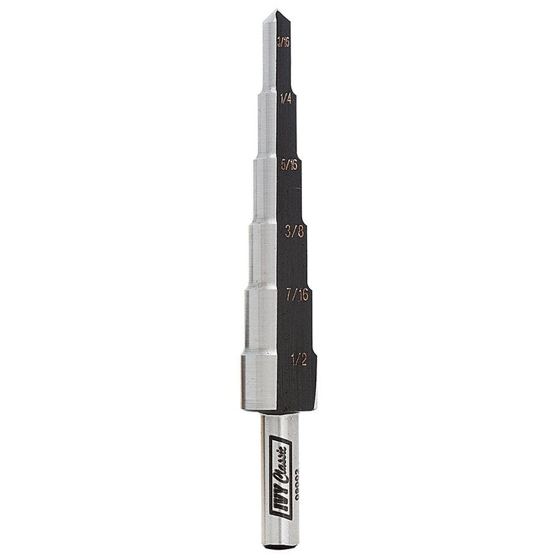 IVY Classic 09002 6-Hole Step Drill Bit, 3/16" - 1/2", 1/16" Increments, 1/Card 3/16-1/2"