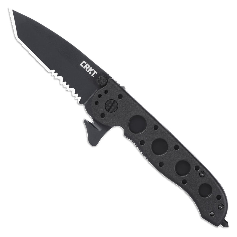 CRKT M16-12ZLEK EDC Folding Pocket Knife: Law Enforcement Everyday Carry, Black Serrated Edge Blade, Tanto, Automated Liner Safety, Nylon Handle, Reversible Pocket Clip Satin Blade / Nylon Handle