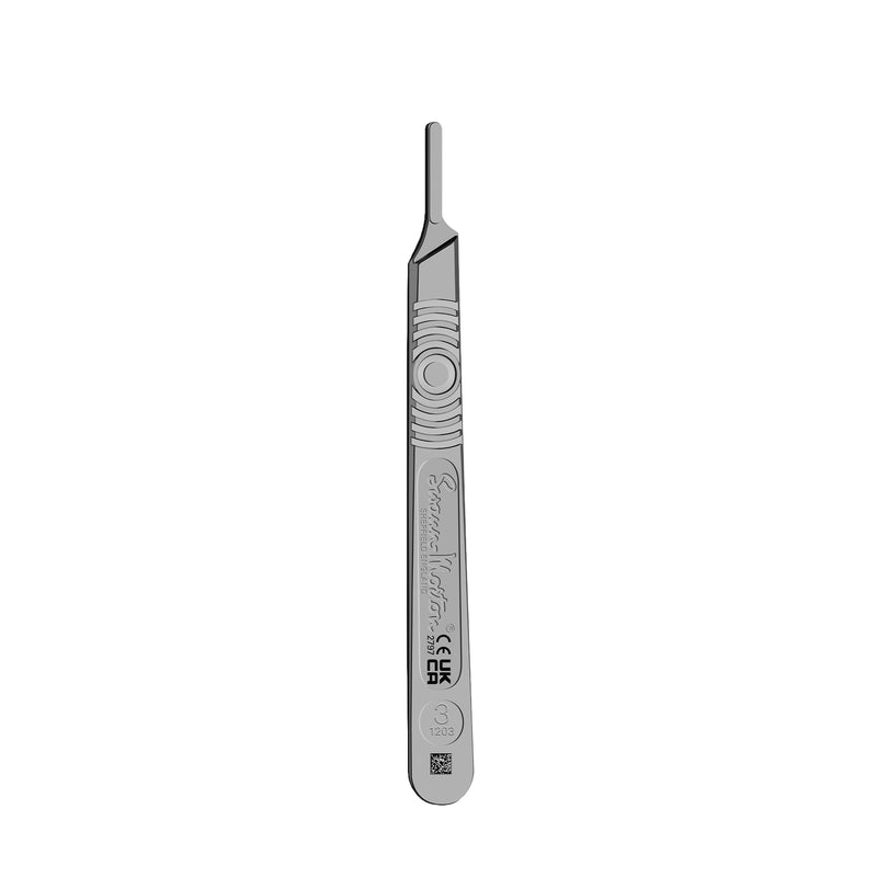 Swann Morton Scalpel Handle No. 3 - Stainless Steel, Fits Blades 10, 10A, 10R, 11, 12, 14, 15, & 15A, Esthetician Tools to Dermaplane, Surgical Knife Handle, Medical Grade Precision Instrument | For Blades 10, 10a, 11, 12, 15, 15a