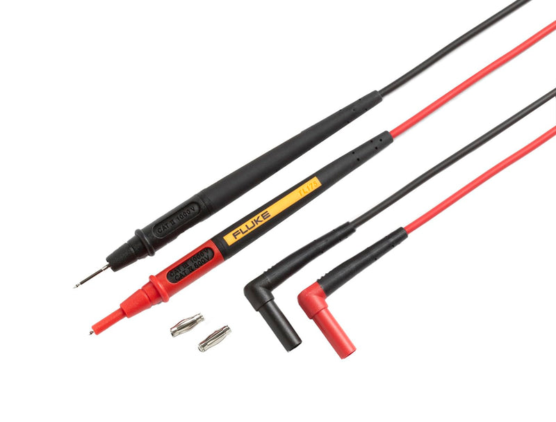 Fluke TL175E TwistGuard Double Insulated Silicone Test Lead Set with Removable 4mm Lantern Tips, 2mm Diameter Probe Tips 56.5"