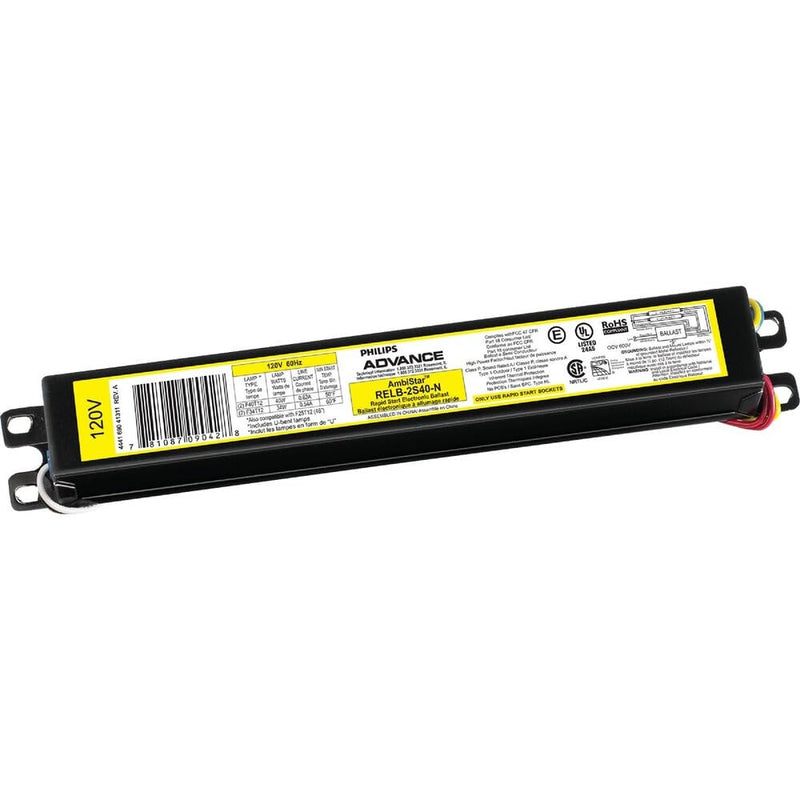 Philips Advance RELB-2S40-N Electronic Ballast, T12 Lamps, 120V Lighting, 1 Count (Pack of 1), Black
