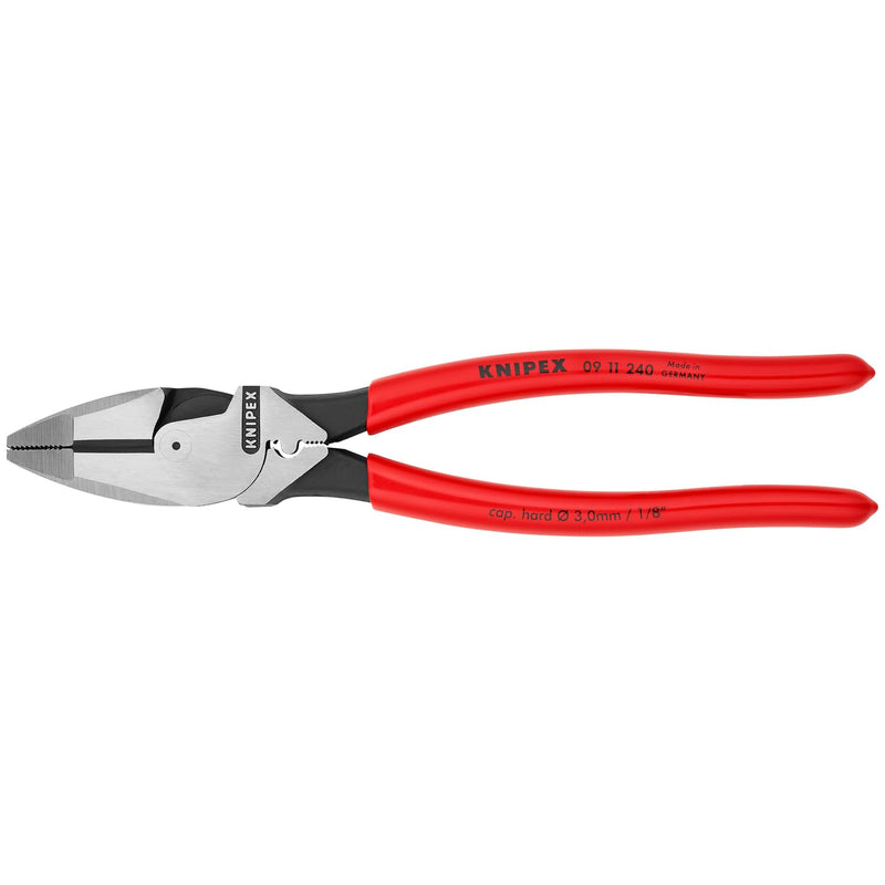 KNIPEX 09 11 240 SBA High Leverage Lineman Pliers New England with Tape Puller and Crimper