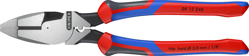 KNIPEX 09 12 240 SBA High Leverage Lineman New England with Tape Puller and Crimper Pliers Comfort Grip