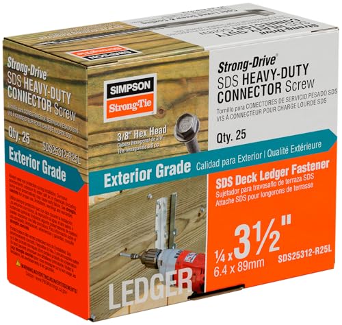 Simpson Strong-Tie SDS25312-R25L Strong-Drive SDS Heavy-Duty Connector Screw 1/4 in. x 3-1/2 in. DB Coating (25-Qty) 3.5 inches