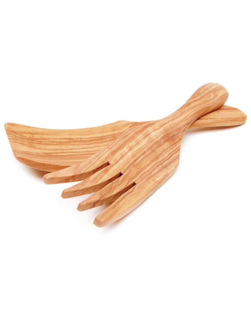 Berard French Olive Wood Wide Design Spaghetti or Salad Server Set