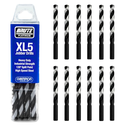 Champion Cutting Tool XL5-4 Brute Platinum HD HSS Jobber Twist Drill 135-Degree Split Point, 12-Pack