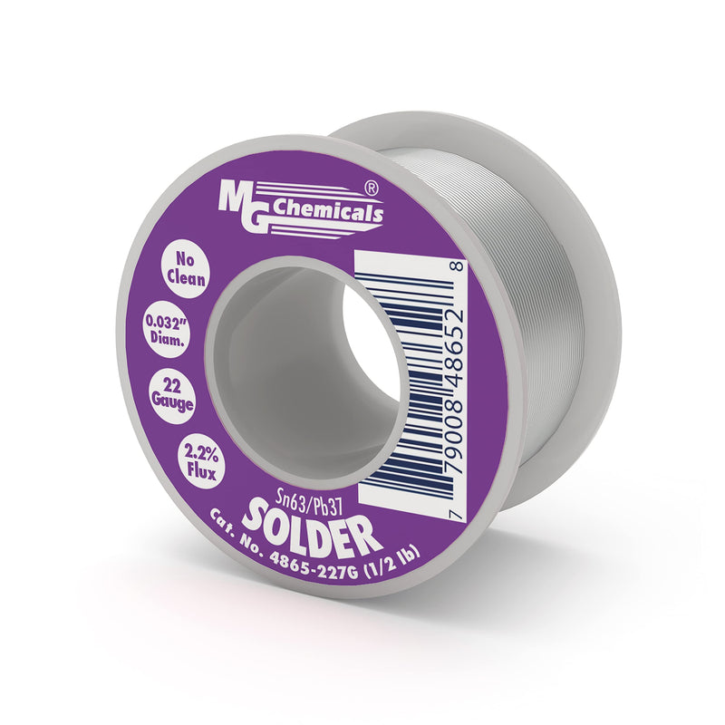 MG Chemicals 63/37 No Clean Leaded Solder, 0.032" Diameter, 1/2 lbs Spool 227G