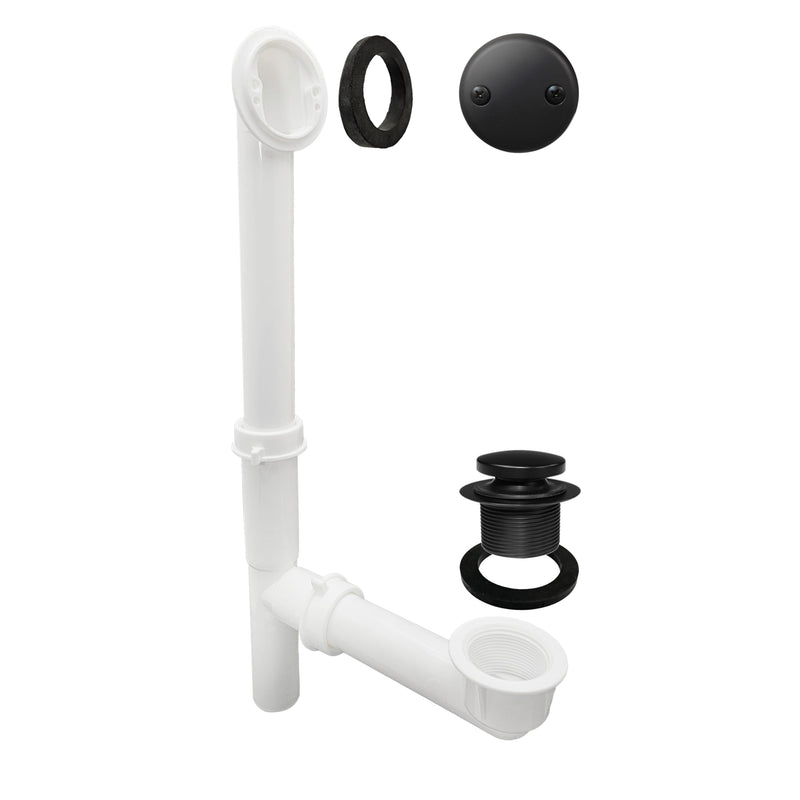 Westbrass 593244-62 White 1-1/2" Tubular Tip Toe Bath Waste Drain Kit, Matte Black, 1 Pack 1-Pack