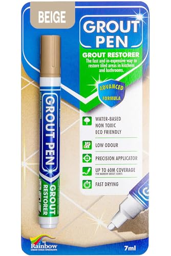 Grout Pen Beige Tile Grout Paint Marker Restorer - Narrow 5mm Tip (7mL) Narrow Tip