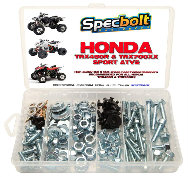 Specbolt Brand 120pc Bolt Kit for Maintenance & Restoration. Fasteners Fit: Honda TRX450R TRX450ER & TRX700XX ATV Quad