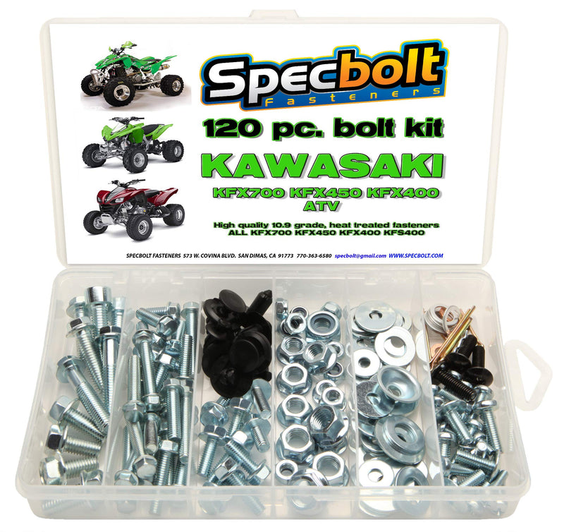 120pc ATV Bolt Kit FITS: Kawasaki KFX450R KFX700 for Maintenance & Restoration OEM Specbolt Fasteners KFX 450 700 400
