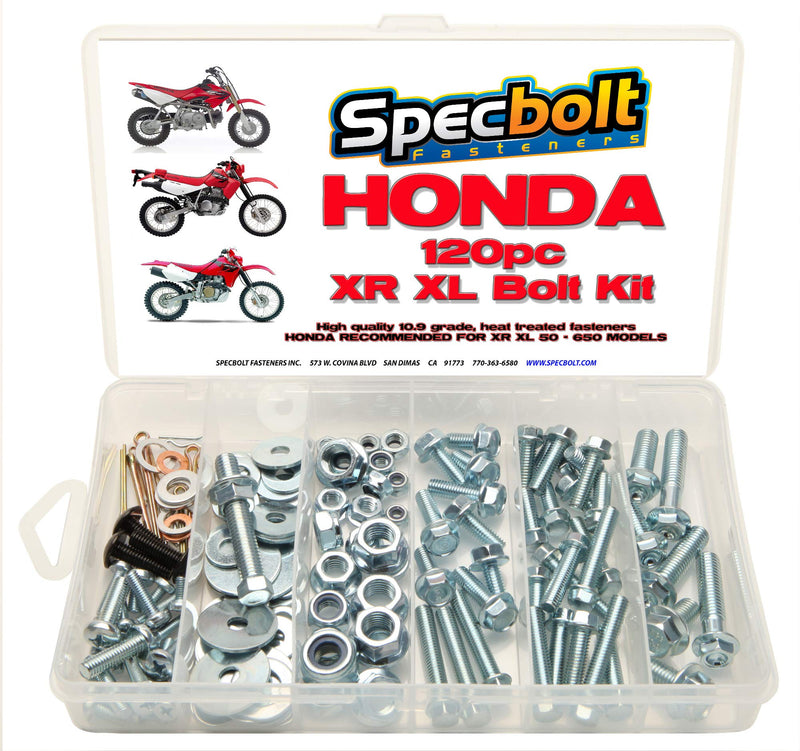 120pc Specbolt Fasteners Brand Bolt Kit Maintenance & Restoration of Japanese Style Dirtbikes XR XL Models 50 80 100 185 200 250 400 500 600 650