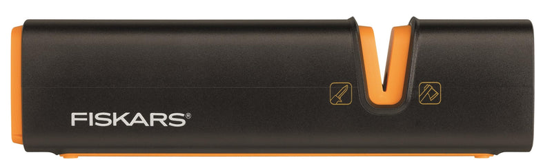 Fiskars XSharp Axe and Knife Sharpener, Ceramic sharpening stone/Fiberglass reinforced plastic case, Black/Orange, 1000601 16.5 x 3.5 x 3.7 cm