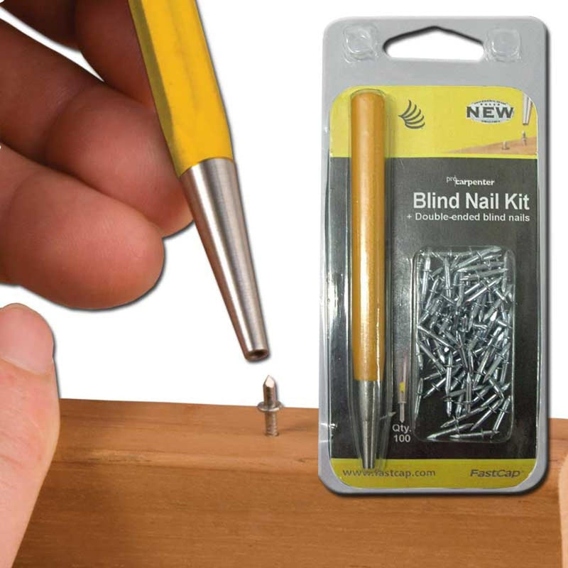 FastCap Blind Tool Nail Kit and 100 Nails | Delivers Invisible Mechanical Fastening, Ideal for Trimming, Molding, and Woodworking Projects