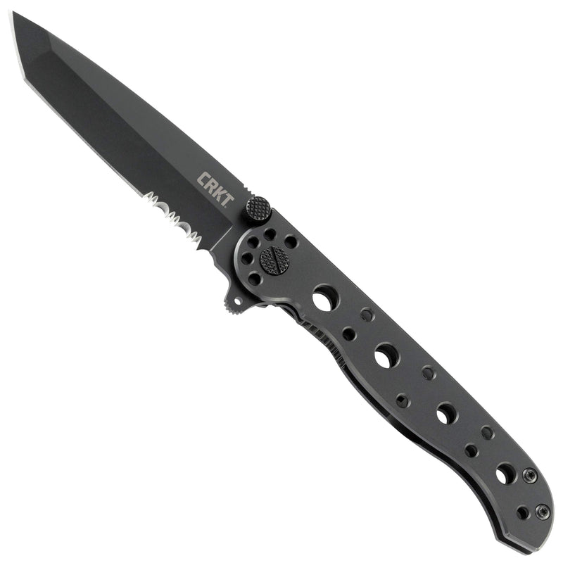 CRKT M16-10KS Folding Knife with Frame Lock: Stainless Steel Triple Point Serrations Blade, Stainless Steel Handle, Reversible Pocket Clip, M16-10KS Black Blade / Stainless Handle / M16-10KS