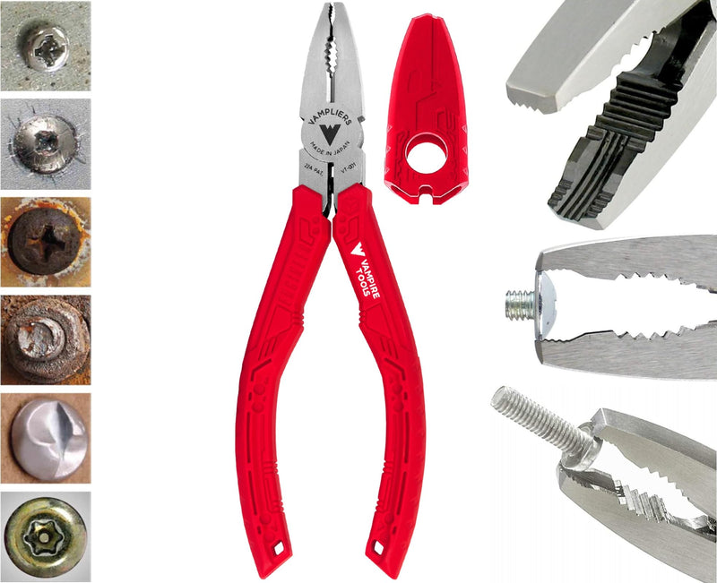 VAMPLIERS 6.25" Stripped Screw Extractor Pliers. Made in Japan. Time-Saving Screw Removal Tool Quickly Extracts Rusted, Stuck, Damaged Screws & Fasteners. 6.25" Vamplier