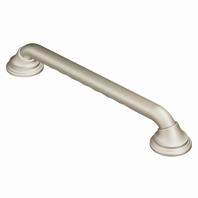 Moen Brushed Nickel Bathroom Safety 12-Inch Designer Bathroom Grab Bar with Curled Grip, Shower Handles for Elderly, R8712D3GBN 12 Inch