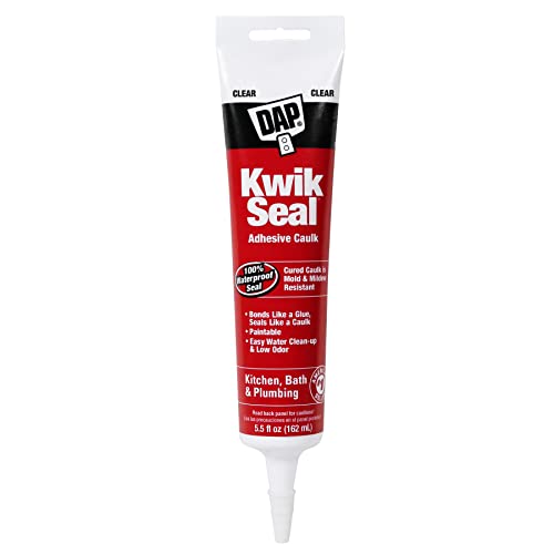DAP 18001Kwik Seal Kitchen and Bath Adhesive Caulk, White, 5.5 Ounce (Pack of 12) 5.5 Ounce (Pack of 12)