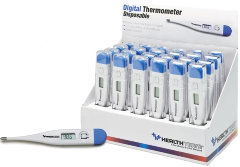 HealthTeam Digital Thermometers for Adults & Kids – Oral, Rectal & Underarm Use (24 Count) Box of 24