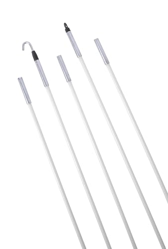 Gardner Bender FTX-15GL Glo Fish 15 ft, Luminescent Glow-in-the-Dark Fiberglass Fish Sticks, Bullet Nose and Hook End, 5 Interlocking 3 ft Sticks, White 15' Glo in the Dark