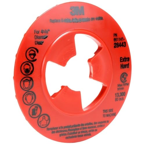 3M Disc Pad Face Plate Ribbed, 28443, 4-1/2 in Extra Hard Red