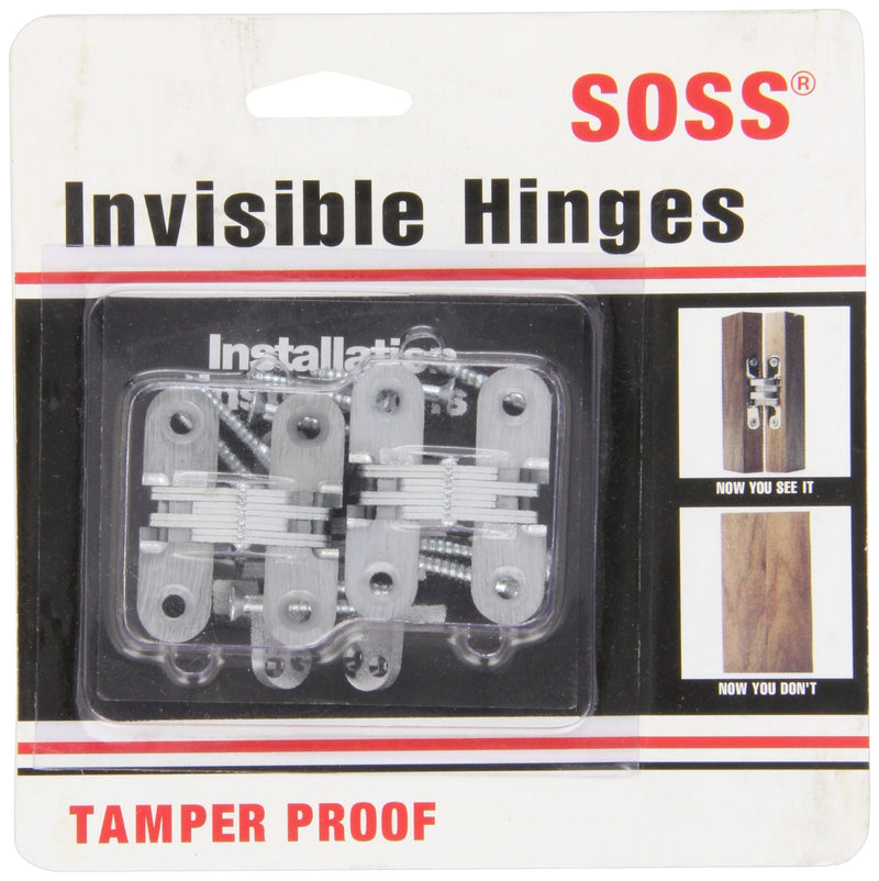 SOSS - 203CUNP 203 Zinc Invisible Hinge with Holes for Wood or Metal Applications, Mortise Mounting, Unplated (Pack of 2) #6 X 1 inches