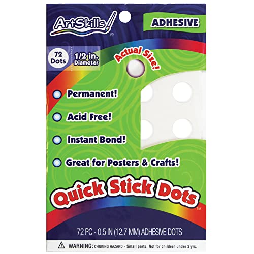 ArtSkills Quick Stick Dots, 1/2" Diameter, 72 Dots (PA-1278)