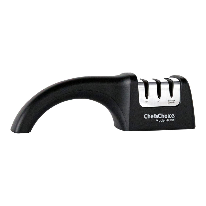 Chef'sChoice Professional Manual Knife Sharpeners AngleSelect for 15- and 20-Degree Straight-Edge and Serrated Knives with Diamond Abrasives Precise Angle Control & Compact Footprint, 2-Stage, Black