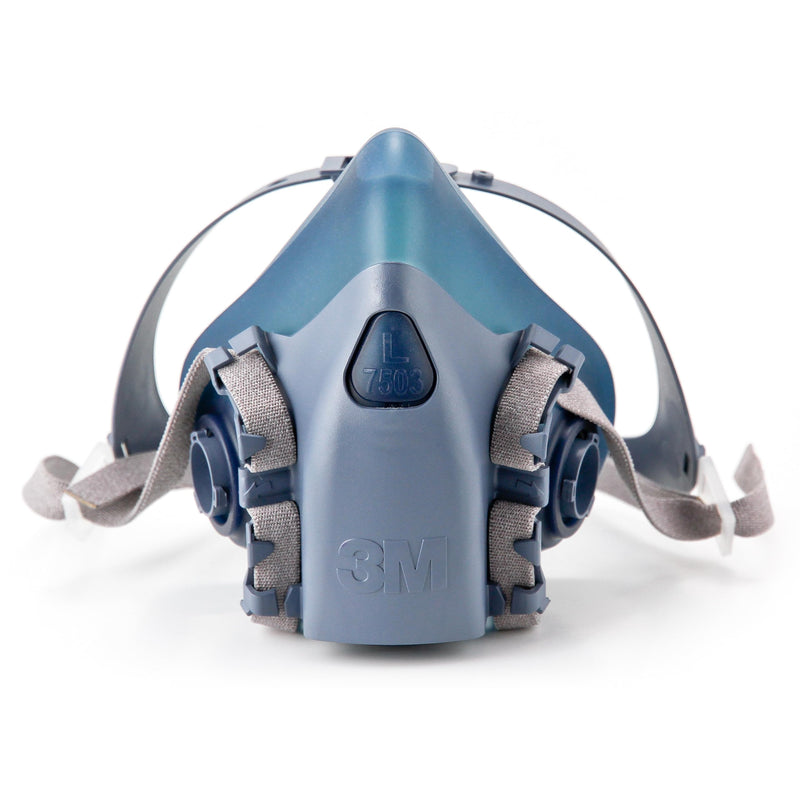 3M Reusable Respirator Half Facepiece 7502, NIOSH, 3M Cool Flow Valve, Dual Airline Supplied Air Compatible, Integrated Dropdown Suspension, Bayonet Connections, For Chemical Handling, Painting, Med Medium